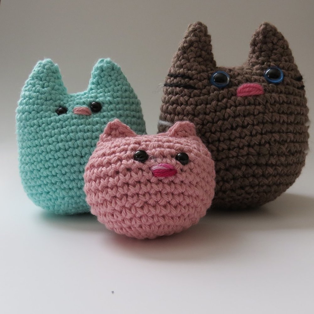 Set of 3 Handmade Cats/Amigurumi